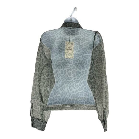 Zara Sheer Leopard Print Button-Up Blouse Size Small - Picture 8 of 8